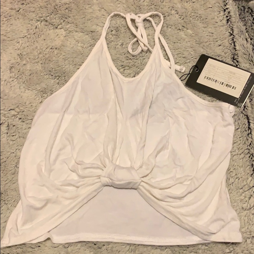 Misguided knot front halter neck crop top